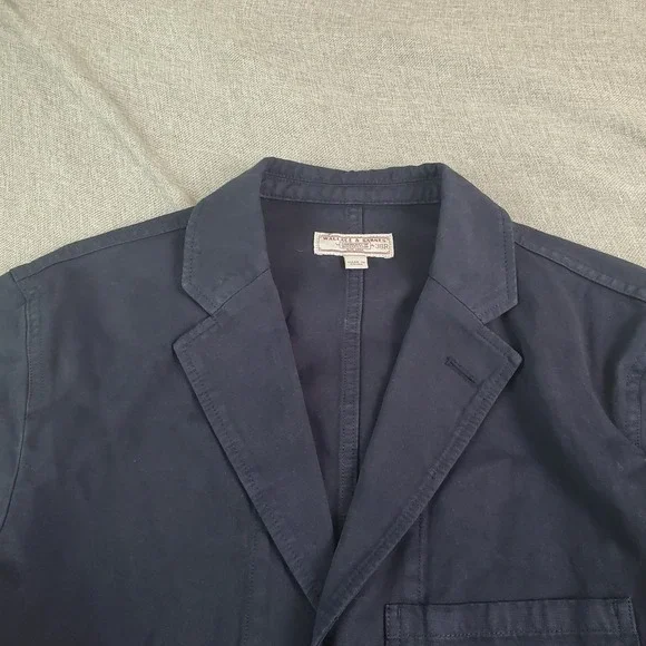 Wallace & Barnes Chore Jacket Mens 38 Bleu Linen Blend Unlined Lightweight
